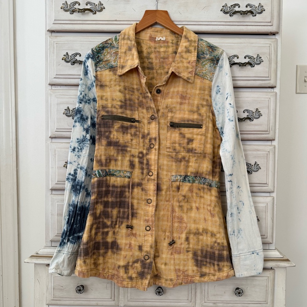 Vici Mixed Media Acid Wash Jacket